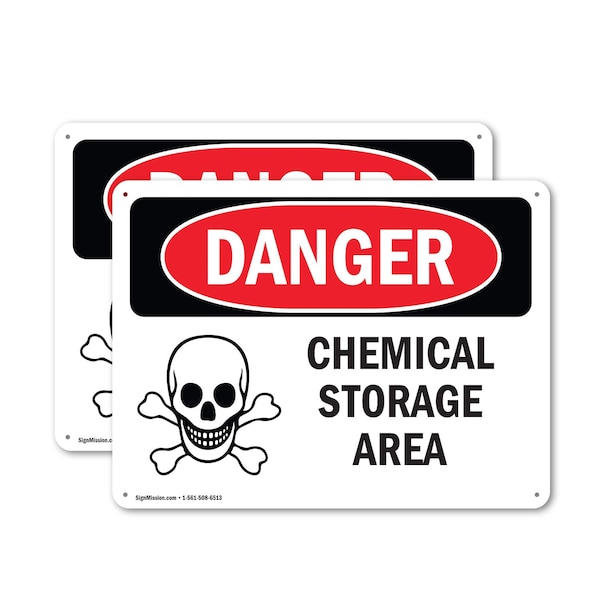 Signmission Chemical Storage Area Danger Sign, Plastic, 14in W x 10in L, 2PK OS-2PACK-DS-P-1014-L-1629 - main